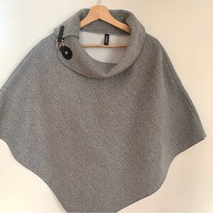 Gray Cowl Neck Poncho Cape Top
